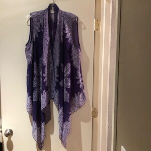 Chico's Purple Paisley Open-Front Vest